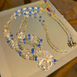 Beaded Crystal Silver Necklace